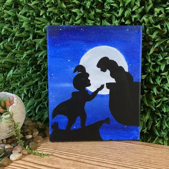Other - Aladdin & Jasmine Kiss Scene Hand Painted 2 Acrylic Painting Canvas Wall Art